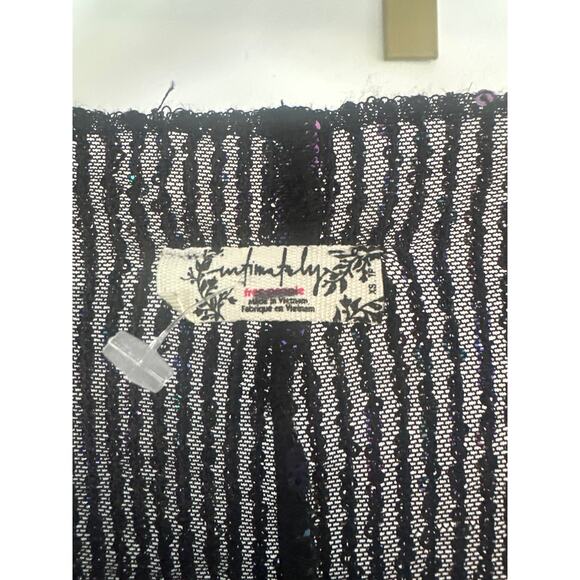 Free People Gold Rush Long Sleeve Top in Size L Black Combo Sz Sx NWT - Picture 6 of 8